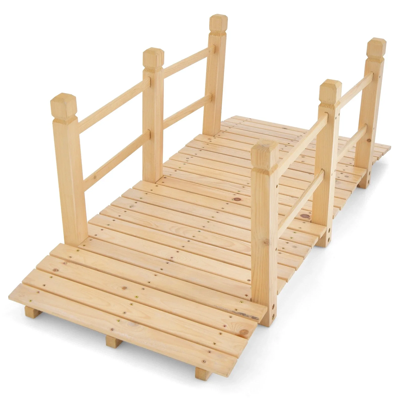 5 FT Wooden Garden Bridge Decorative Landscaping Footbridge w/Rails Natural
5 FT Wooden Garden Bridge Decorative Landscaping Footbridge w/Rails Natural