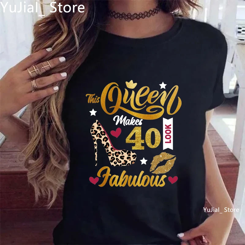 This Queen Makes 50/40 Look Fabulous Graphic Printed T Shirt Women Red Love Leopard High Shoe Lip Birthday Gift Tshirt Femme
This Queen Makes 50/40 Look Fabulous Graphic Printed T Shirt Women Red Love Leopard High Shoe Lip Birthday Gift Tshirt Femme