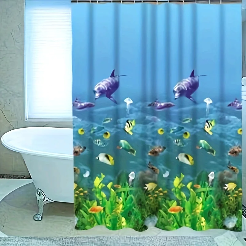 Ocean Theme Shower Curtain PEVA Waterproof Bathroom Curtain Decorative Bath Curtain with Hooks for Home Bathroom Space
Ocean Theme Shower Curtain PEVA Waterproof Bathroom Curtain Decorative Bath Curtain with Hooks for Home Bathroom Space