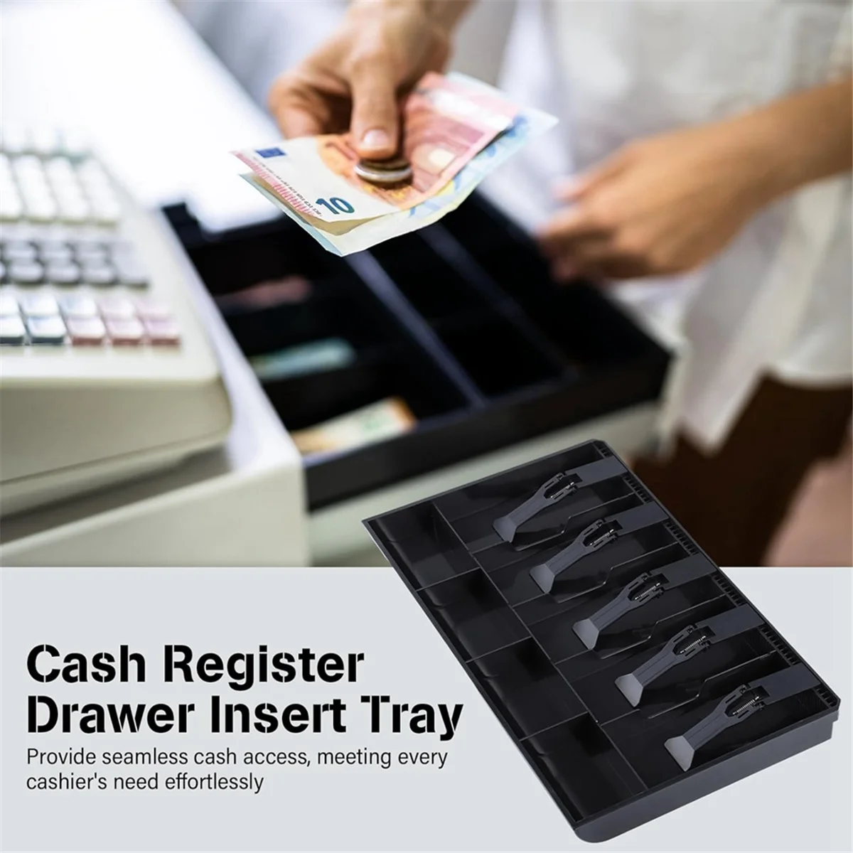 Cash Tray Cash Register Drawer Insert Tray,5 Bill & 4 Coin Compartments, Durable ABS Money Storage CaseJADD
Cash Tray Cash Register Drawer Insert Tray,5 Bill & 4 Coin Compartments, Durable ABS Money Storage CaseJADD