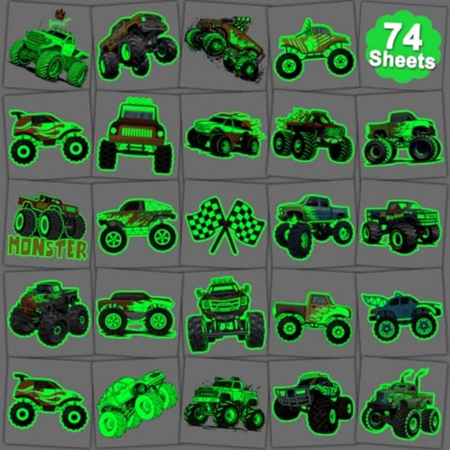 Glow in The Dark Monster Truck Temporary Tattoos for Party Supplies - 74 Individually Sheets Luminous Monster Truck Tattoos for
Glow in The Dark Monster Truck Temporary Tattoos for Party Supplies - 74 Individually Sheets Luminous Monster Truck Tattoos for