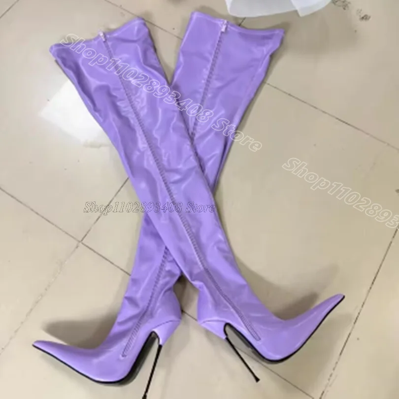 Purple Metal Heels Over Knee Boots Stiletto Pointed Toe British Style Matte Leather Women Party Casual Boots Zapatos Para Mujere
Purple Metal Heels Over Knee Boots Stiletto Pointed Toe British Style Matte Leather Women Party Casual Boots Zapatos Para Mujere