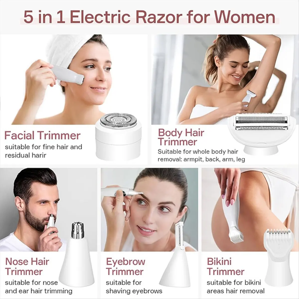A73U Professional Body Hair Trimmer 5in1 Waterproof Hair Clipper Armpit Hair Shaver Rechargeable Cordless Haircut Set
A73U Professional Body Hair Trimmer 5in1 Waterproof Hair Clipper Armpit Hair Shaver Rechargeable Cordless Haircut Set