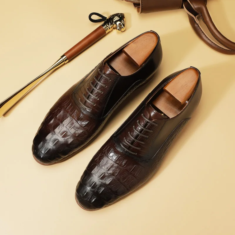 Men Formal Luxury Shoes Lace Up Black Brown Genuine Leather Shoe Dress Up Man Fashion Crocodile Pattern Wedding Men Oxford Shoes
Men Formal Luxury Shoes Lace Up Black Brown Genuine Leather Shoe Dress Up Man Fashion Crocodile Pattern Wedding Men Oxford Shoes