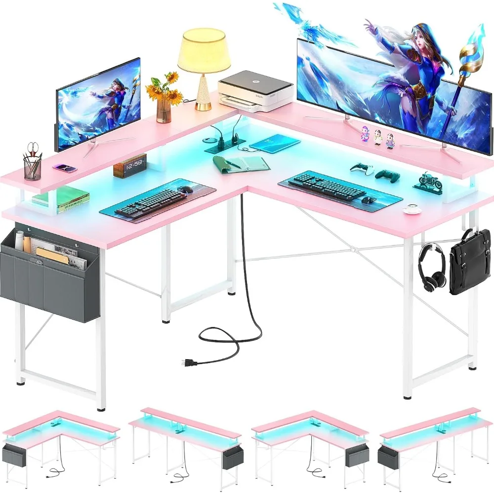 Computer Desk with Power Outlets,Gaming Desk L Shaped with LED Lights,Corner Desk with Storage Shelves,Work Study for Bedroom
Computer Desk with Power Outlets,Gaming Desk L Shaped with LED Lights,Corner Desk with Storage Shelves,Work Study for Bedroom