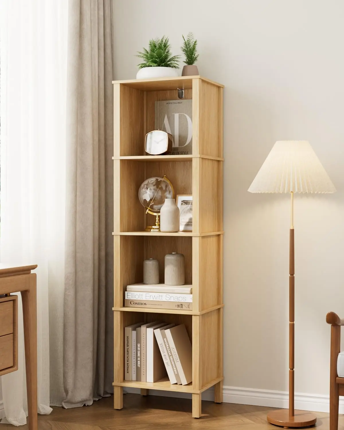 4-Tier Narrow Bookcase Open Storage Shelving 11x14.2x50.4in Living Room Home Office Bedroom Natural Customized
4-Tier Narrow Bookcase Open Storage Shelving 11x14.2x50.4in Living Room Home Office Bedroom Natural Customized
