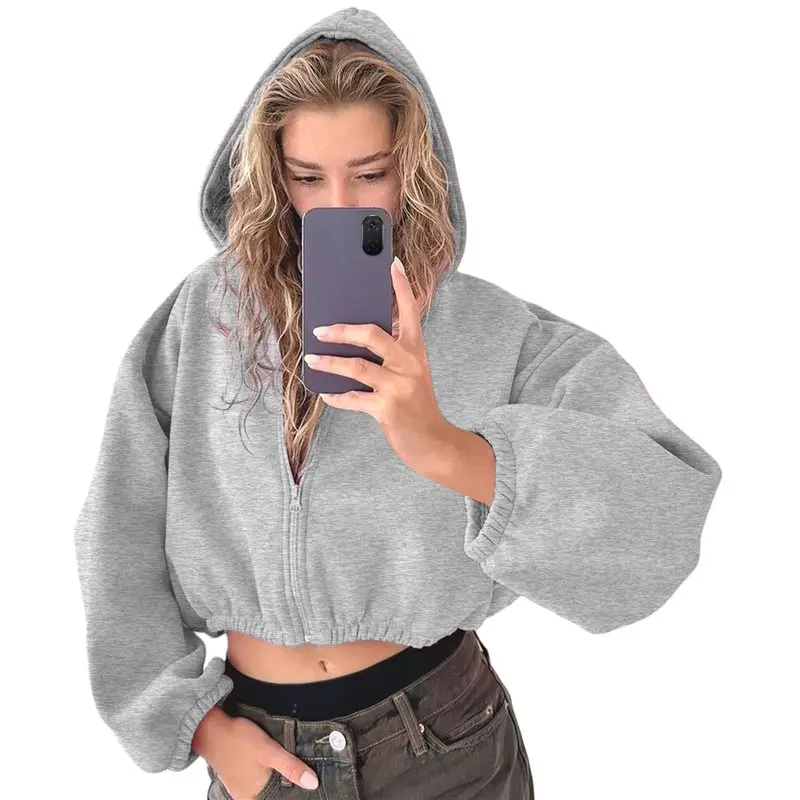 AEF6-Female Cropped Zip Up Hoodie Sweatshirts Long Sleeve Casual Loose
AEF6-Female Cropped Zip Up Hoodie Sweatshirts Long Sleeve Casual Loose