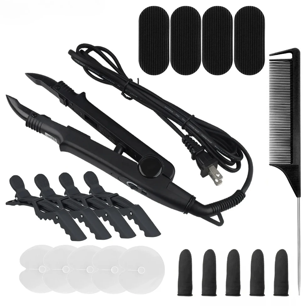 Popular Keratin Hair Extension Tools Kit Hair Extension Iron Heat Shield Guard Hair Sectioning Clip and Comb
Popular Keratin Hair Extension Tools Kit Hair Extension Iron Heat Shield Guard Hair Sectioning Clip and Comb