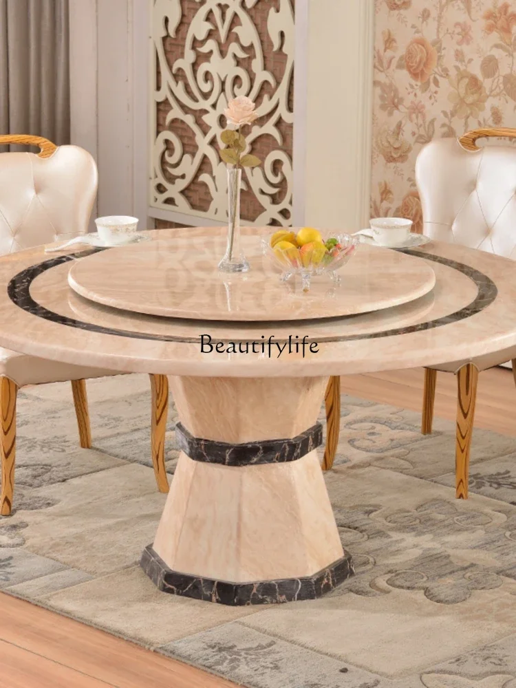 European marble dining table, modern simple round dining table with turntable
European marble dining table, modern simple round dining table with turntable