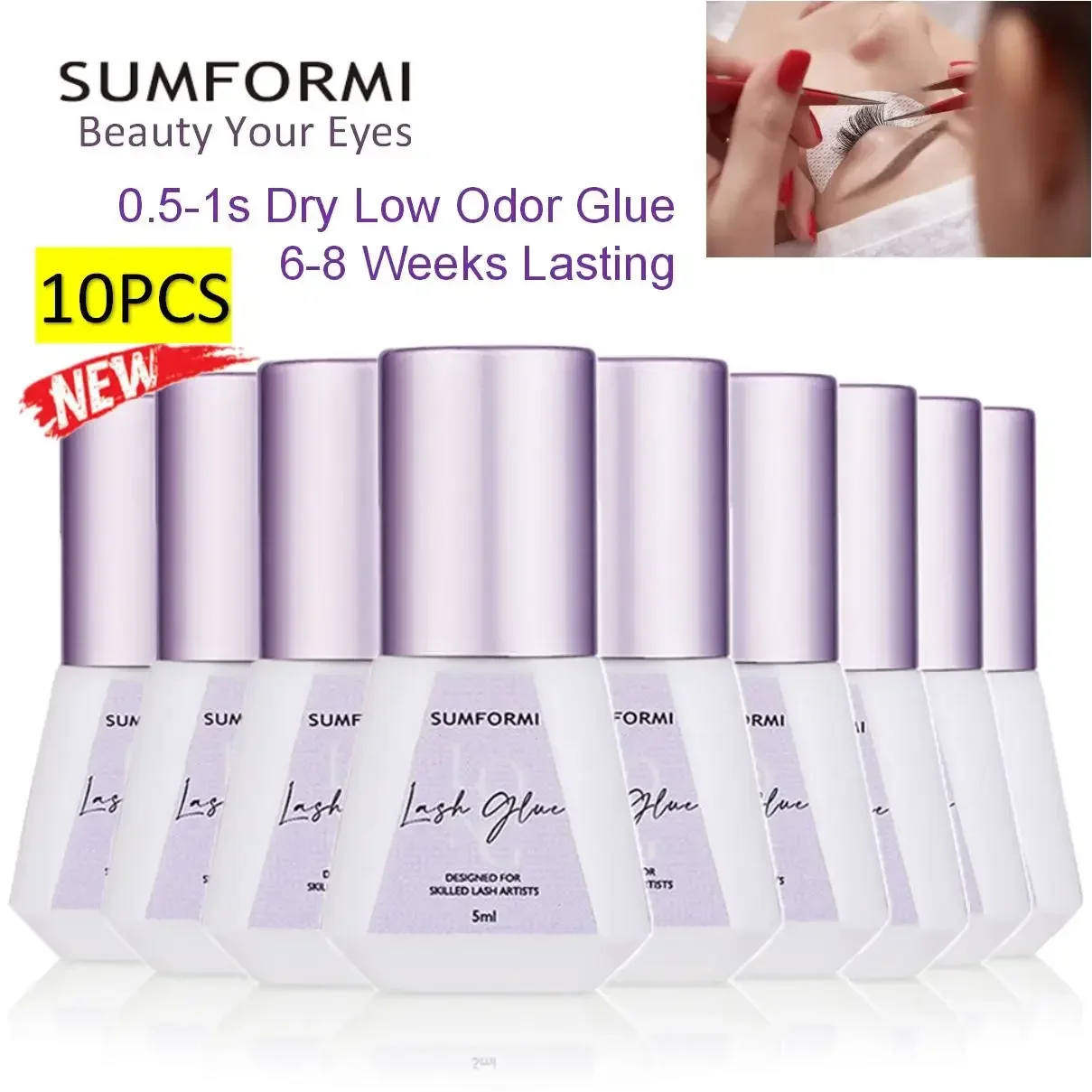 SUMFORMI 0.5S Fast Dry Glue for Eyelash Extension Thin Low Odor Lash Glue 6-8 Weeks No Irritation 10PCS Lash Extension Supplie
SUMFORMI 0.5S Fast Dry Glue for Eyelash Extension Thin Low Odor Lash Glue 6-8 Weeks No Irritation 10PCS Lash Extension Supplie
