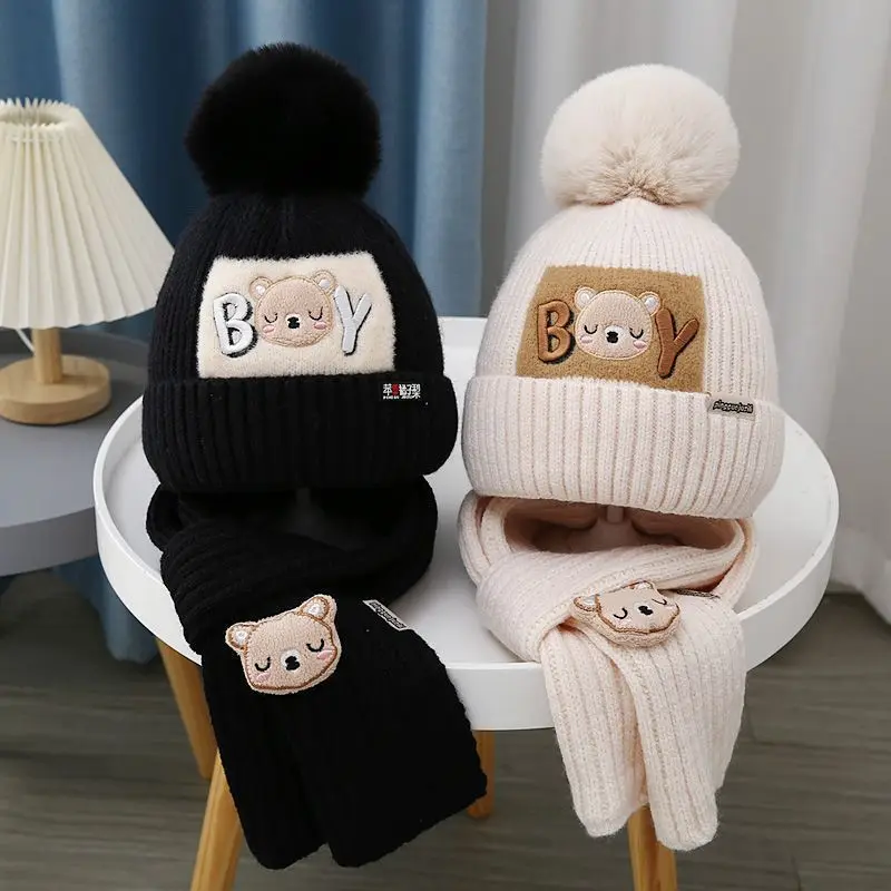 Autumn Winter Children's Hat Little Bear Knitted Hat for Girls, Cotton-Padded Warm Baby Hat and Scarf Two-Piece Set
Autumn Winter Children's Hat Little Bear Knitted Hat for Girls, Cotton-Padded Warm Baby Hat and Scarf Two-Piece Set