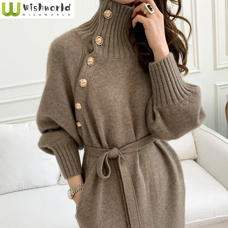 2025 Autumn/Winter New Woolen Skirt French High Collar Skirt Button Knitted Elegant Women's Dress
2025 Autumn/Winter New Woolen Skirt French High Collar Skirt Button Knitted Elegant Women's Dress