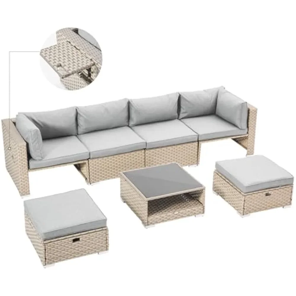 7 Piece Wicker Patio Furniture Set, Boho Outdoor Conversation Sectional Sofa Set, All Weather Outdoor Couch Set with 2 Storage
7 Piece Wicker Patio Furniture Set, Boho Outdoor Conversation Sectional Sofa Set, All Weather Outdoor Couch Set with 2 Storage