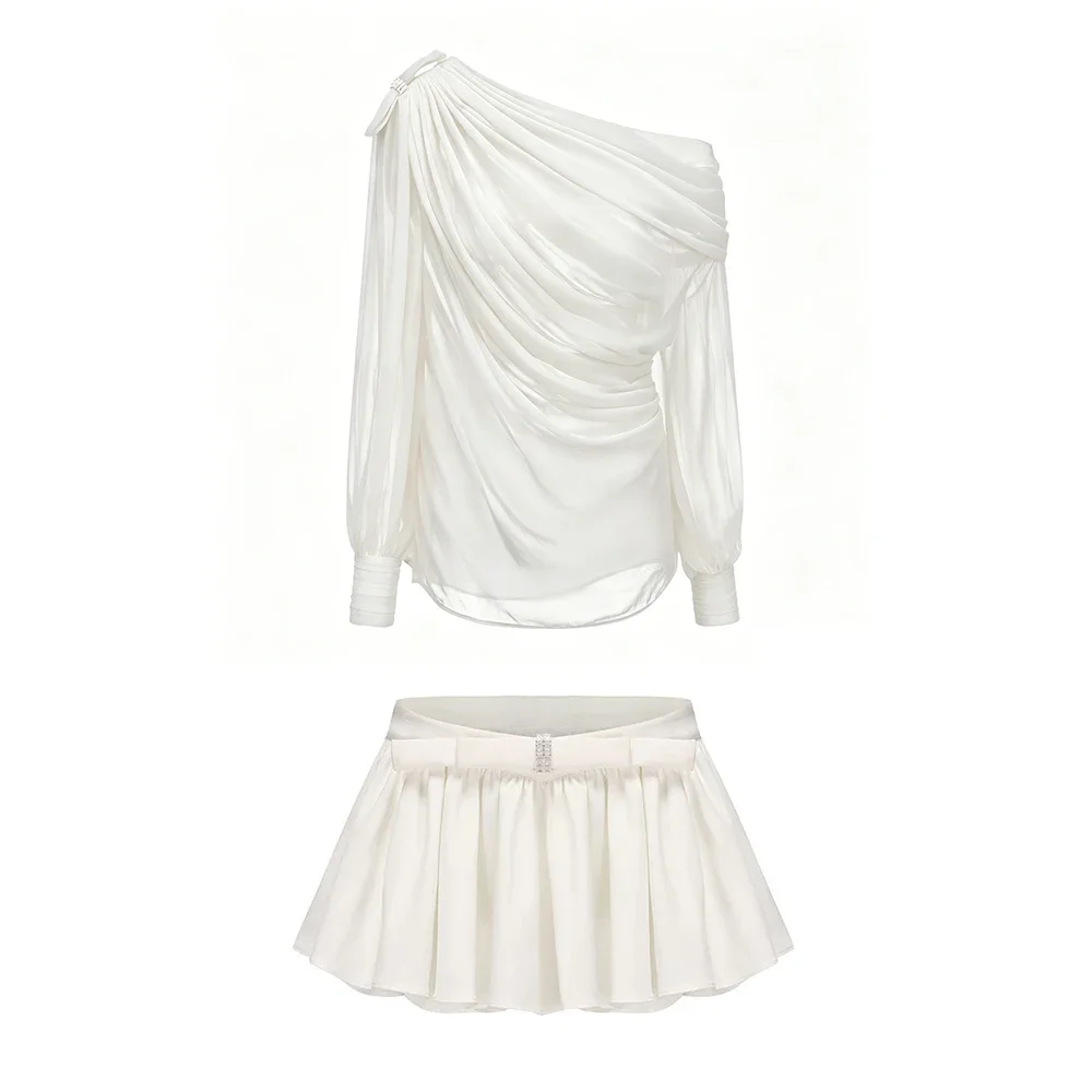 Elegant Sexy Chiffon One Shoulder Lantern Sleeve Two Piece Set Dress Luxury Pleated Mini Skirt Party Club Prom Birthday Gown
Elegant Sexy Chiffon One Shoulder Lantern Sleeve Two Piece Set Dress Luxury Pleated Mini Skirt Party Club Prom Birthday Gown