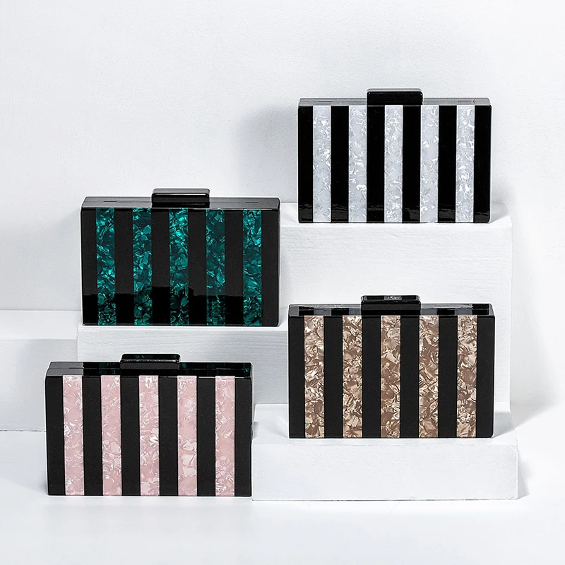 Clutch Acrylic Evening Bag Wedding New Shoulder Crossbody Patchwork Stripes Fashion Women Party Handbags Designer Luxury Purse
Clutch Acrylic Evening Bag Wedding New Shoulder Crossbody Patchwork Stripes Fashion Women Party Handbags Designer Luxury Purse