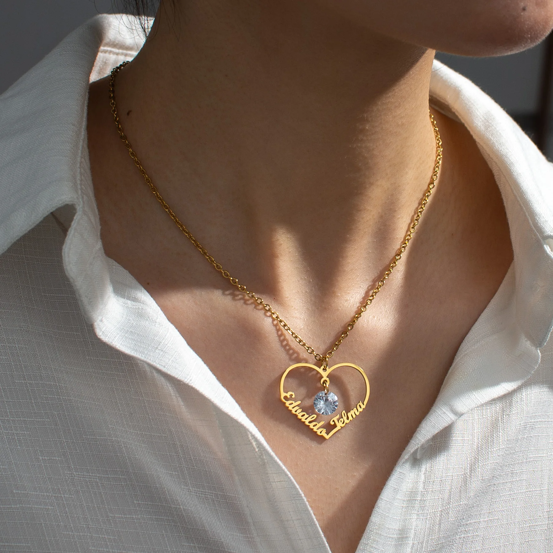 Exquisite Custom Double Name Heart Zircon Necklace For Women Stainless Steel Pendant Birthday Anniversary Jewelry Gift Wholesale
Exquisite Custom Double Name Heart Zircon Necklace For Women Stainless Steel Pendant Birthday Anniversary Jewelry Gift Wholesale