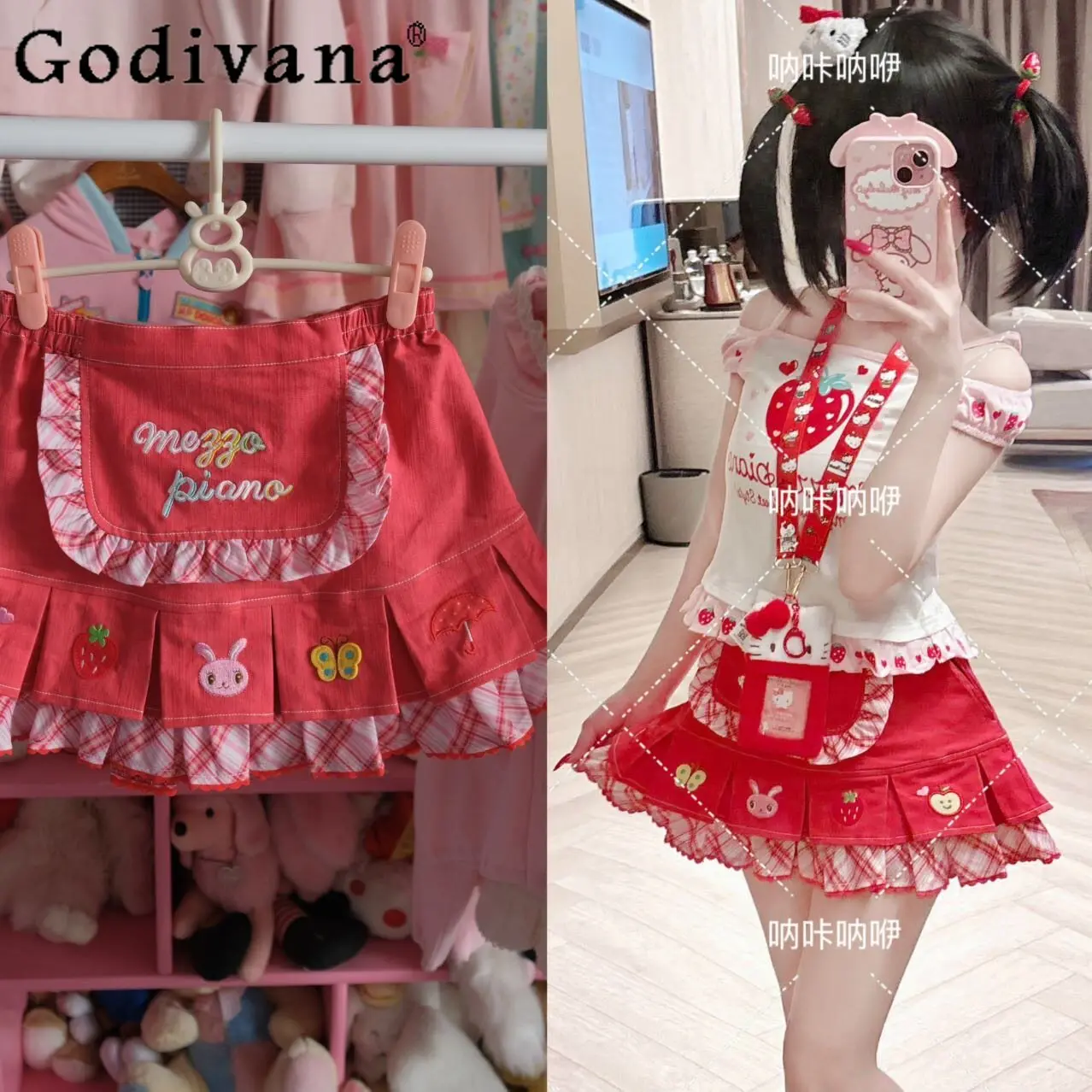Japanese Y2k Cute Sweet Girls Red Short Skirt Summer New Kawaii Skirt Cartoon Embroidery Mini Skirt Top Suit Daughter Clothes
Japanese Y2k Cute Sweet Girls Red Short Skirt Summer New Kawaii Skirt Cartoon Embroidery Mini Skirt Top Suit Daughter Clothes