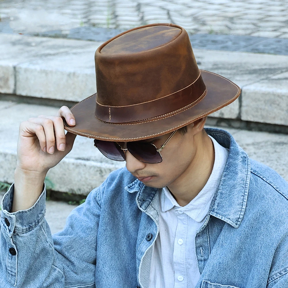 Genuine Leather Men's Classic Cattleman Cowboy Hat Handcrafted Western Shapeable Durable Large 60CM Outdoor Cap
Genuine Leather Men's Classic Cattleman Cowboy Hat Handcrafted Western Shapeable Durable Large 60CM Outdoor Cap