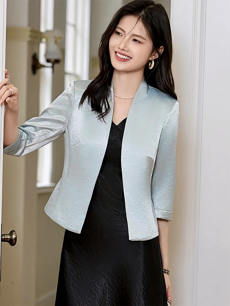 Elegant Women's Acetate Suit Jacket Summer 2026 New Style High-End Feeling No-Collar -Suit Dress Set Skirt Classy Top
Elegant Women's Acetate Suit Jacket Summer 2026 New Style High-End Feeling No-Collar -Suit Dress Set Skirt Classy Top