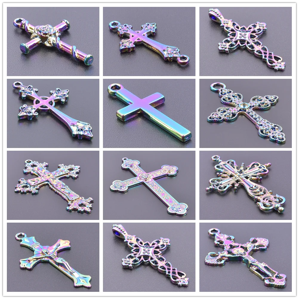 6pcs/Lot Crosses Pendant Christ Jesus Charm Flower Cross Pendants For Jewelry Making Supplies Rainbow Mental Charms Religious
6pcs/Lot Crosses Pendant Christ Jesus Charm Flower Cross Pendants For Jewelry Making Supplies Rainbow Mental Charms Religious