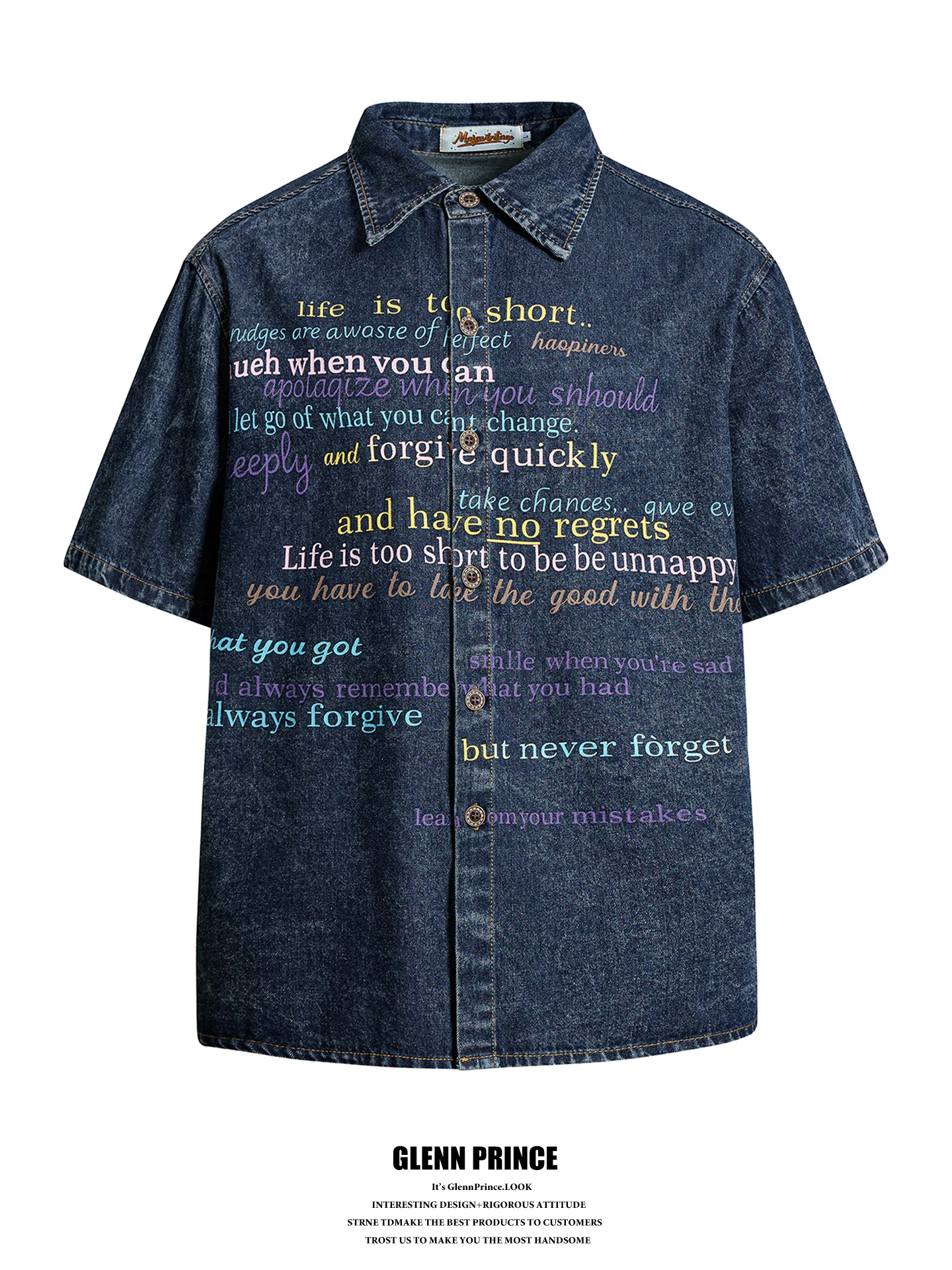 GPstudio Japanese Retro Letter Print Short Sleeve Denim Shirt Men's Summer Loose Casual Shirt Youth Fashion Polyester Fiber
GPstudio Japanese Retro Letter Print Short Sleeve Denim Shirt Men's Summer Loose Casual Shirt Youth Fashion Polyester Fiber