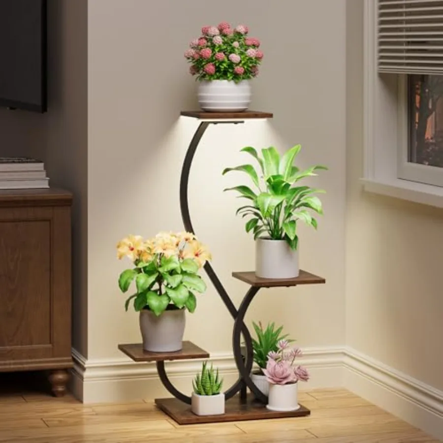 Plant Stand Indoor with Grow Lights - S-Shaped Plant Shelf Lighted Corner Plant Stands for Indoor Growing 32" Metal Flower Hold
Plant Stand Indoor with Grow Lights - S-Shaped Plant Shelf Lighted Corner Plant Stands for Indoor Growing 32" Metal Flower Hold