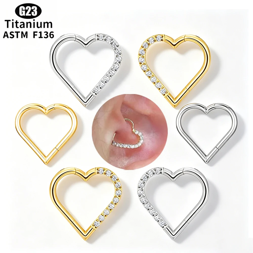Wholesale 5/10Pcs G23 Titanium 16G Heart Hoops Nose PIERC Sexy Ear Tragus Daith Cartilage Rings Clicked Body Jewelry for Gift
Wholesale 5/10Pcs G23 Titanium 16G Heart Hoops Nose PIERC Sexy Ear Tragus Daith Cartilage Rings Clicked Body Jewelry for Gift