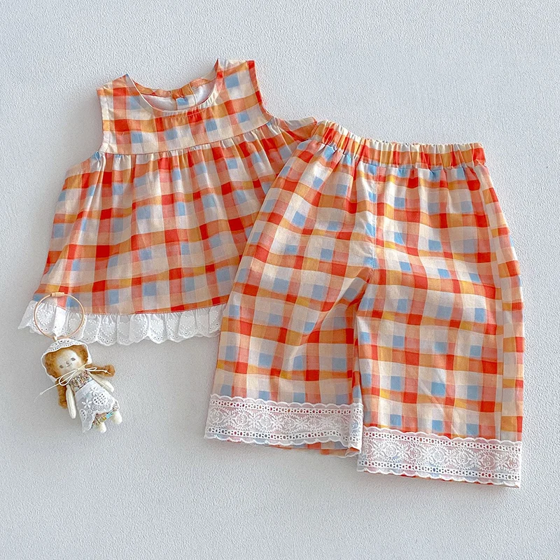 2026 New Summer Baby Girls Clothing Set Sleeveless cotton plaid vest + pants 0-5Yrs Children Clothes Suit
2026 New Summer Baby Girls Clothing Set Sleeveless cotton plaid vest + pants 0-5Yrs Children Clothes Suit
