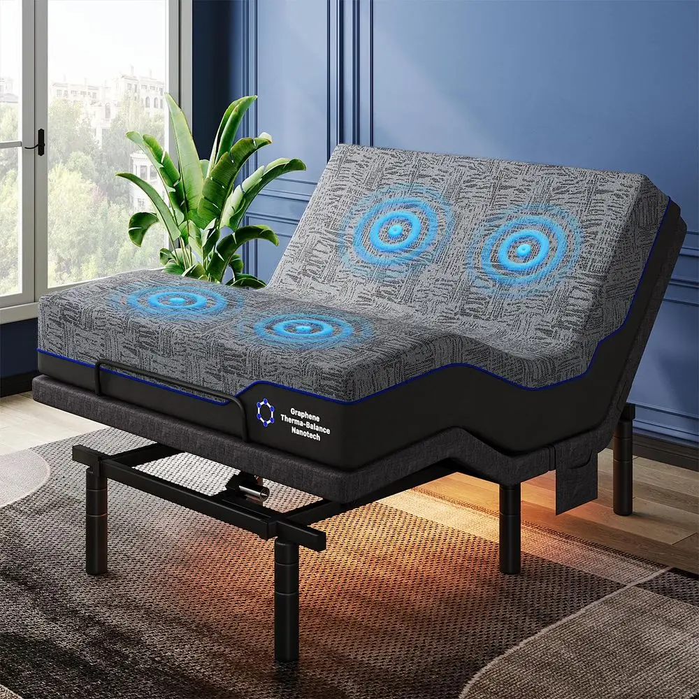Queen Adjustable Bed Frame and 10 inch Mattress Set, Massage Electric Bed Base, Head and Foot Lift, Wireless Remote, 4 USB Port
Queen Adjustable Bed Frame and 10 inch Mattress Set, Massage Electric Bed Base, Head and Foot Lift, Wireless Remote, 4 USB Port