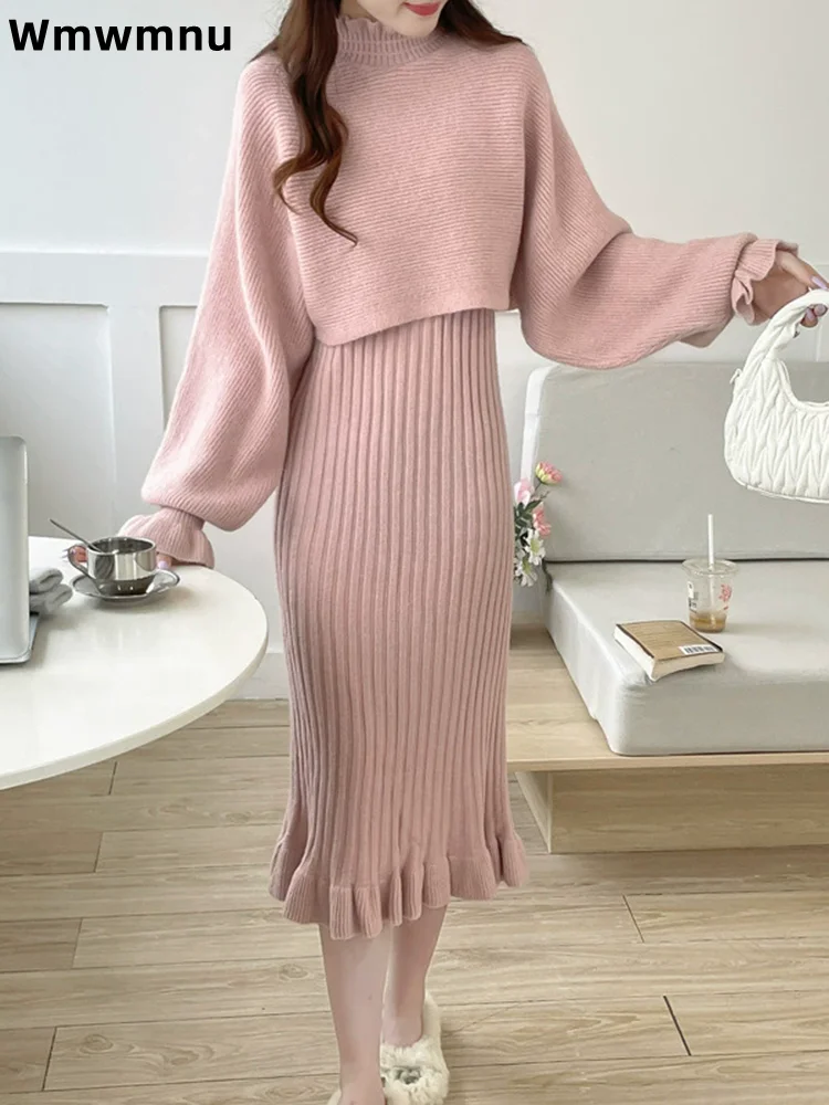 Women's Casual Knitted Conjuntos Loose Fashion Fishtail Dress Sweater Outfits Elegant Suspender Korean Short Top 2 Piece Set
Women's Casual Knitted Conjuntos Loose Fashion Fishtail Dress Sweater Outfits Elegant Suspender Korean Short Top 2 Piece Set