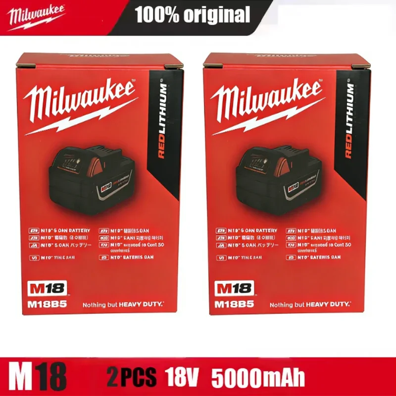 Universal Milwaukee M18 18V High Capacity Rechargeable Battery 6000mAh M18B6 M18B5 Compatible with All M18 Tools
Universal Milwaukee M18 18V High Capacity Rechargeable Battery 6000mAh M18B6 M18B5 Compatible with All M18 Tools