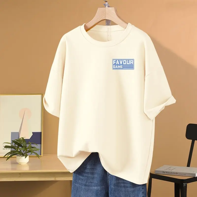 Women's Letter Printed Fashion Casual Tops Summer All Cotton Loose O-neck Short Sleeve T-shirt Basics Pullovers
Women's Letter Printed Fashion Casual Tops Summer All Cotton Loose O-neck Short Sleeve T-shirt Basics Pullovers