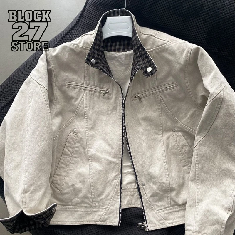 Mens Jacket Harajuku Heavy Canvas Workwear Coat Stand Collar Casual Streetwear Loose Vintage Durable Outerwear Unisex Fashion
Mens Jacket Harajuku Heavy Canvas Workwear Coat Stand Collar Casual Streetwear Loose Vintage Durable Outerwear Unisex Fashion