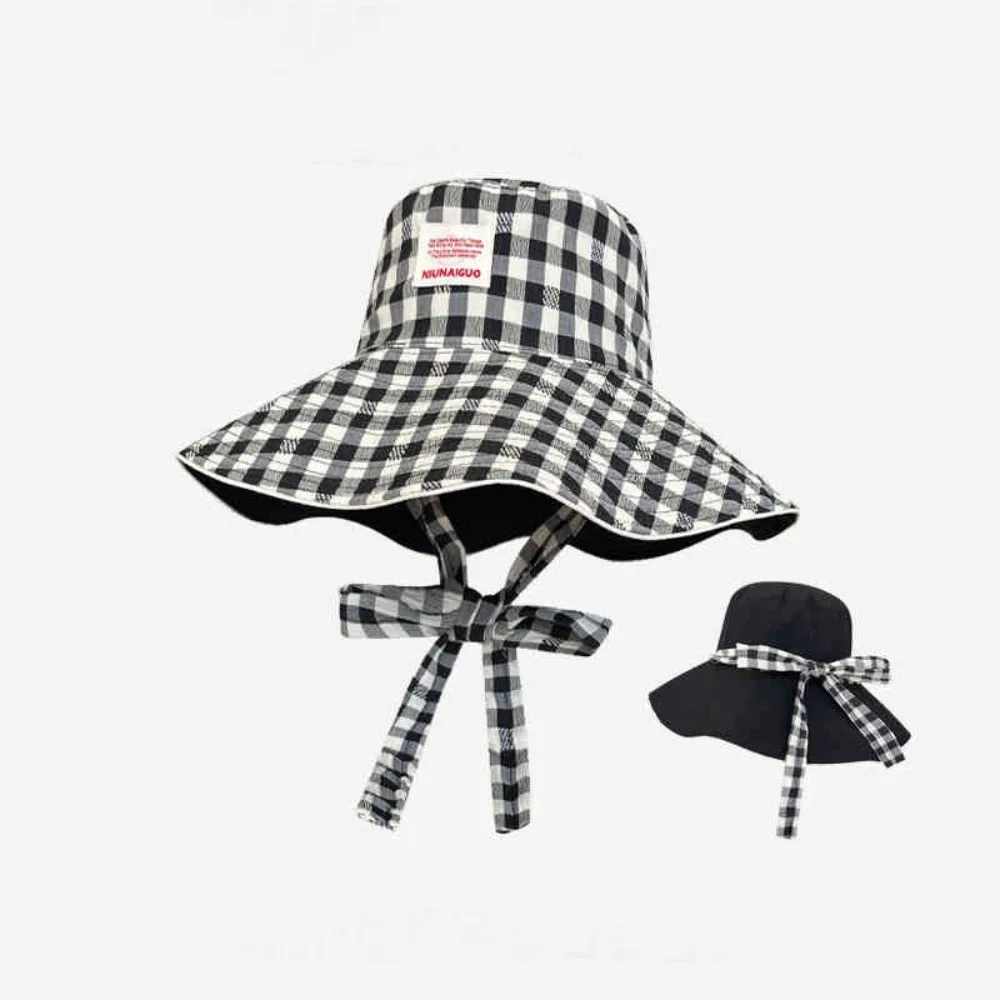 Fashion Summer Plaid Bucket Cap Two-sided Tie Strap Sunscreen Hat Sweet Wide Brim Fisherman Caps Travel
Fashion Summer Plaid Bucket Cap Two-sided Tie Strap Sunscreen Hat Sweet Wide Brim Fisherman Caps Travel