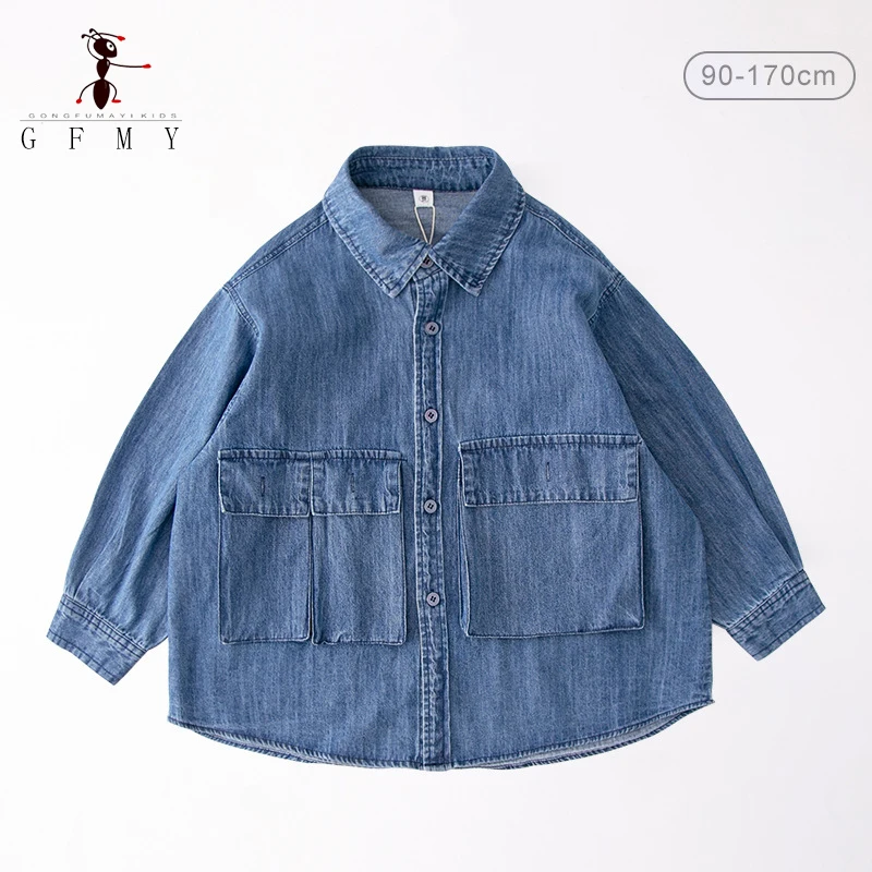 GFMY Boys' Denim Shirt Children's Workwear Jacket 2024 Loose Collared Turn-down CollarShirts Kid's Autumn Tops Korean Style
GFMY Boys' Denim Shirt Children's Workwear Jacket 2024 Loose Collared Turn-down CollarShirts Kid's Autumn Tops Korean Style