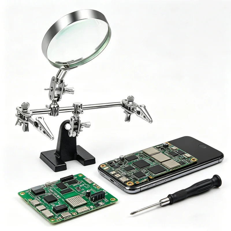 Third Hand Soldering Tool with 5X Magnifying Glass Helping Hands Station with Adjustable Clips for Electronics Repair