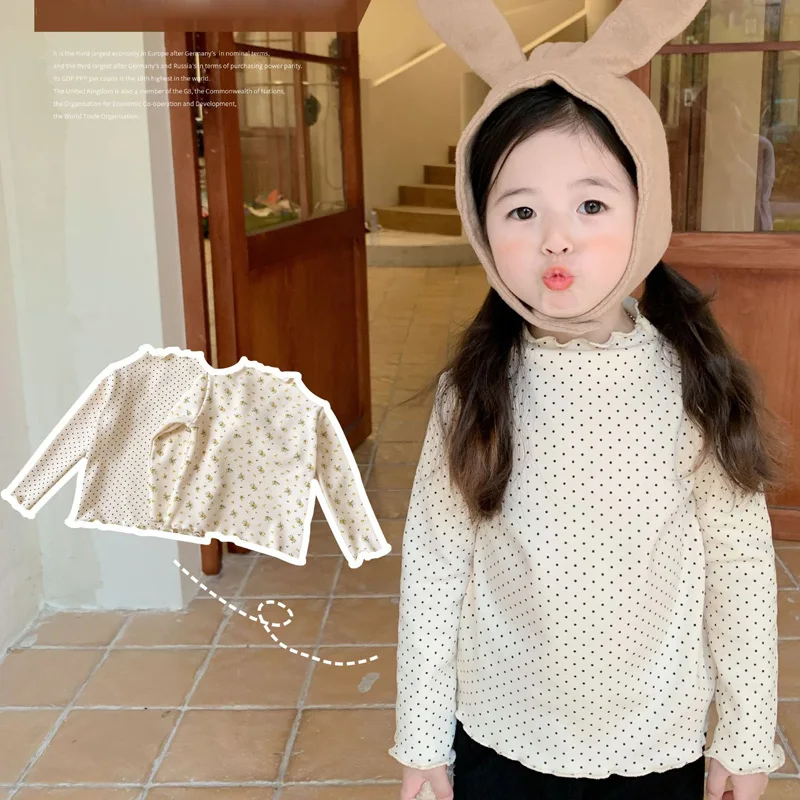 Korean Style Girls T shirts Cute Polka Dot Floral Cotton T shirt Autumn Winter Fleece Thick Warm Basic Tops
Korean Style Girls T shirts Cute Polka Dot Floral Cotton T shirt Autumn Winter Fleece Thick Warm Basic Tops