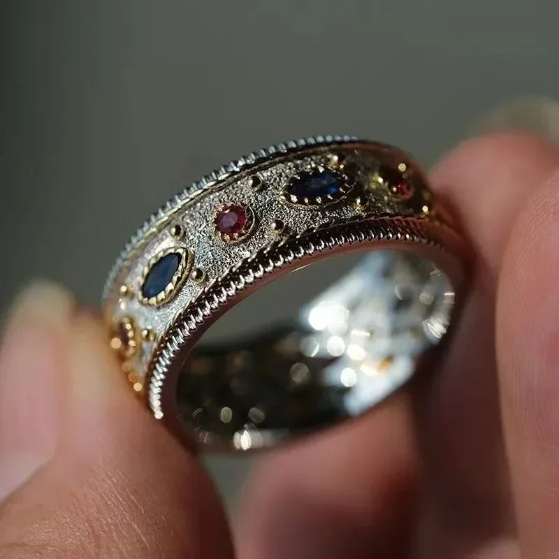 High Quality Light Luxury Palace Style Rings for Women Exquisite Silver Inlaid Red and Blue Crystal Engagement Ring Fine Jewelry
High Quality Light Luxury Palace Style Rings for Women Exquisite Silver Inlaid Red and Blue Crystal Engagement Ring Fine Jewelry