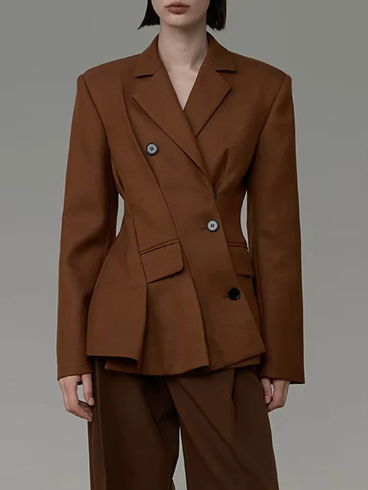 Fashion Women's Blazer Notched Collar Long Sleeve Diagonal Single Breasted Folds Waist Suit Jacket Spring 2024 New
Fashion Women's Blazer Notched Collar Long Sleeve Diagonal Single Breasted Folds Waist Suit Jacket Spring 2024 New