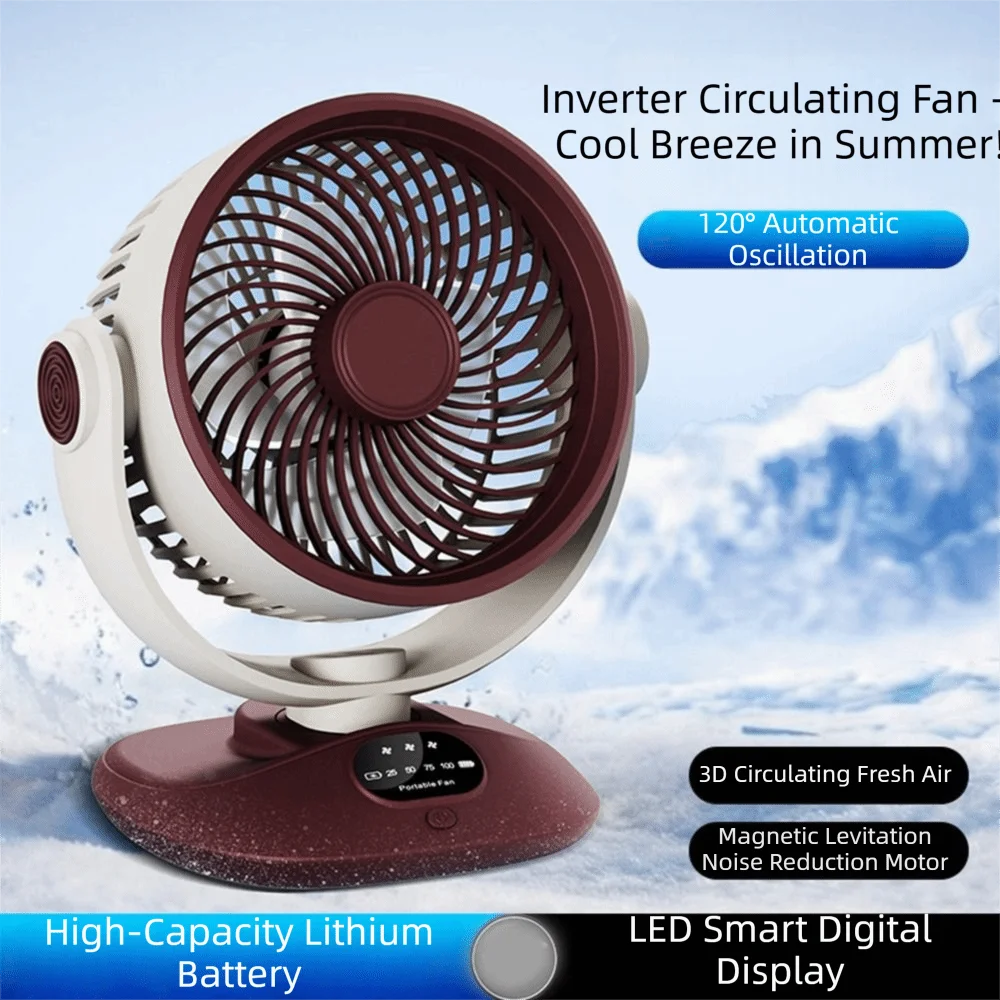 LED Digital Display Desktop Electric Fan 120° Rotating High-Power Air Circulation Fan Silent Strong Wind Outdoor Camping Fan
LED Digital Display Desktop Electric Fan 120° Rotating High-Power Air Circulation Fan Silent Strong Wind Outdoor Camping Fan