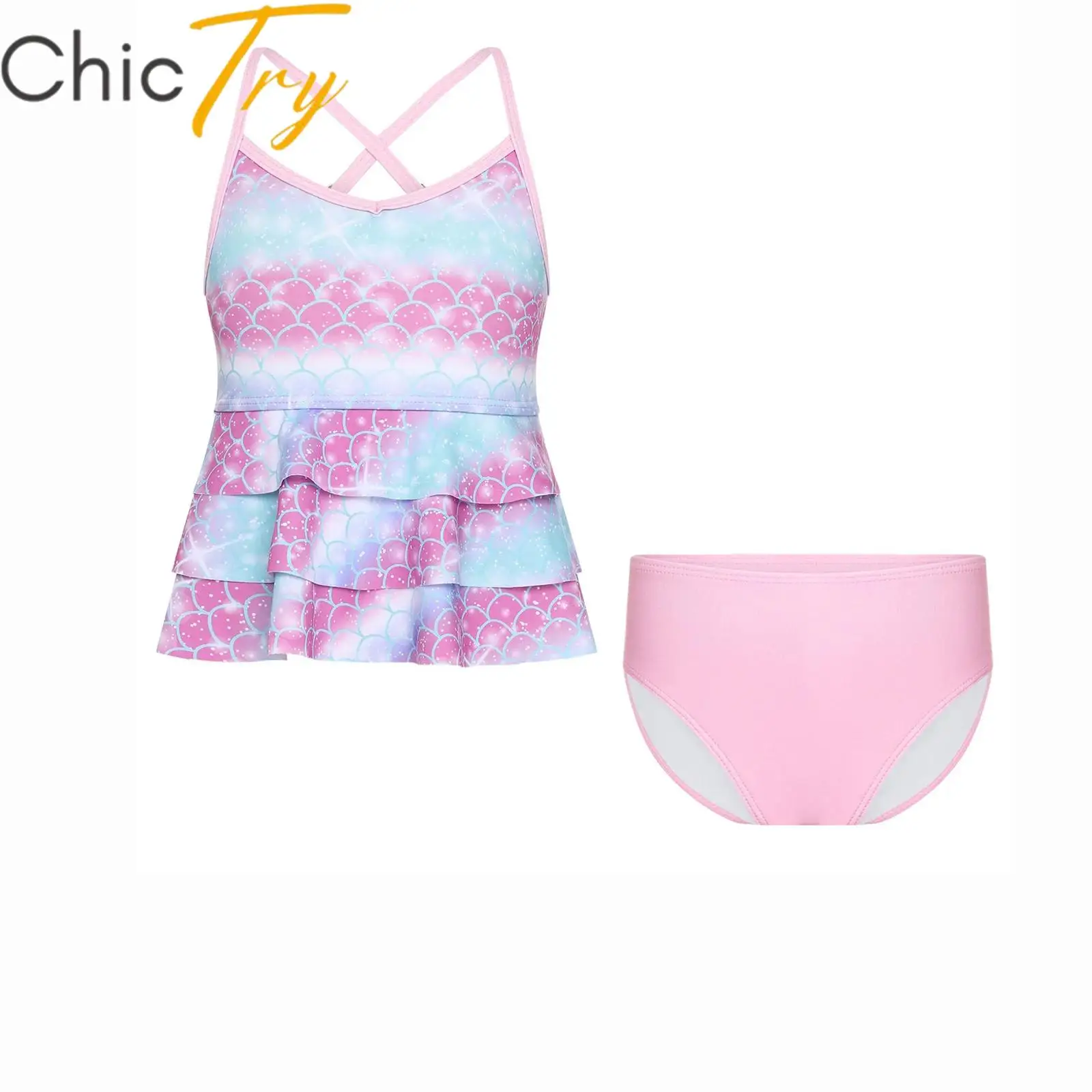 Kids Girls Swim Sets Swimsuit Spaghetti Straps Flounce Tops with Bottom Set Child Mermaid Fish Scales Print Summer Bathing Suit
Kids Girls Swim Sets Swimsuit Spaghetti Straps Flounce Tops with Bottom Set Child Mermaid Fish Scales Print Summer Bathing Suit