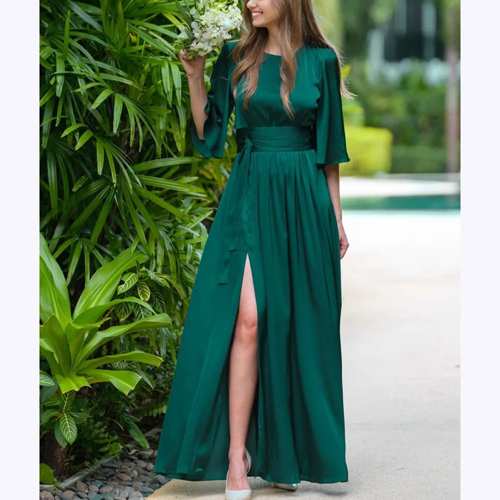 New Fashion Prom Dresses Short Sleeve O Neck Evening Gown A Line High Slit Ankle Length Celebration Red Carpet Cocktail Dress
New Fashion Prom Dresses Short Sleeve O Neck Evening Gown A Line High Slit Ankle Length Celebration Red Carpet Cocktail Dress