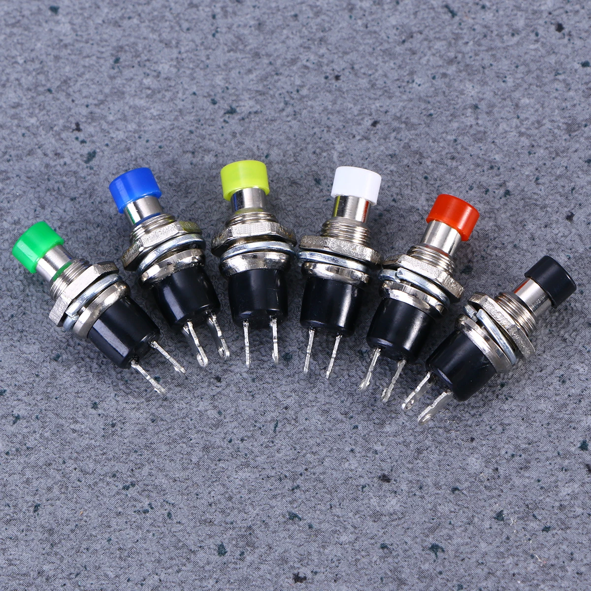 12Pcs 7MM Mounting Hole 1A 250V OFF/ON Thread SPST Momentary Latching Mini Push Button (Red, Green, Yellow, Blue, White, Black)
12Pcs 7MM Mounting Hole 1A 250V OFF/ON Thread SPST Momentary Latching Mini Push Button (Red, Green, Yellow, Blue, White, Black)