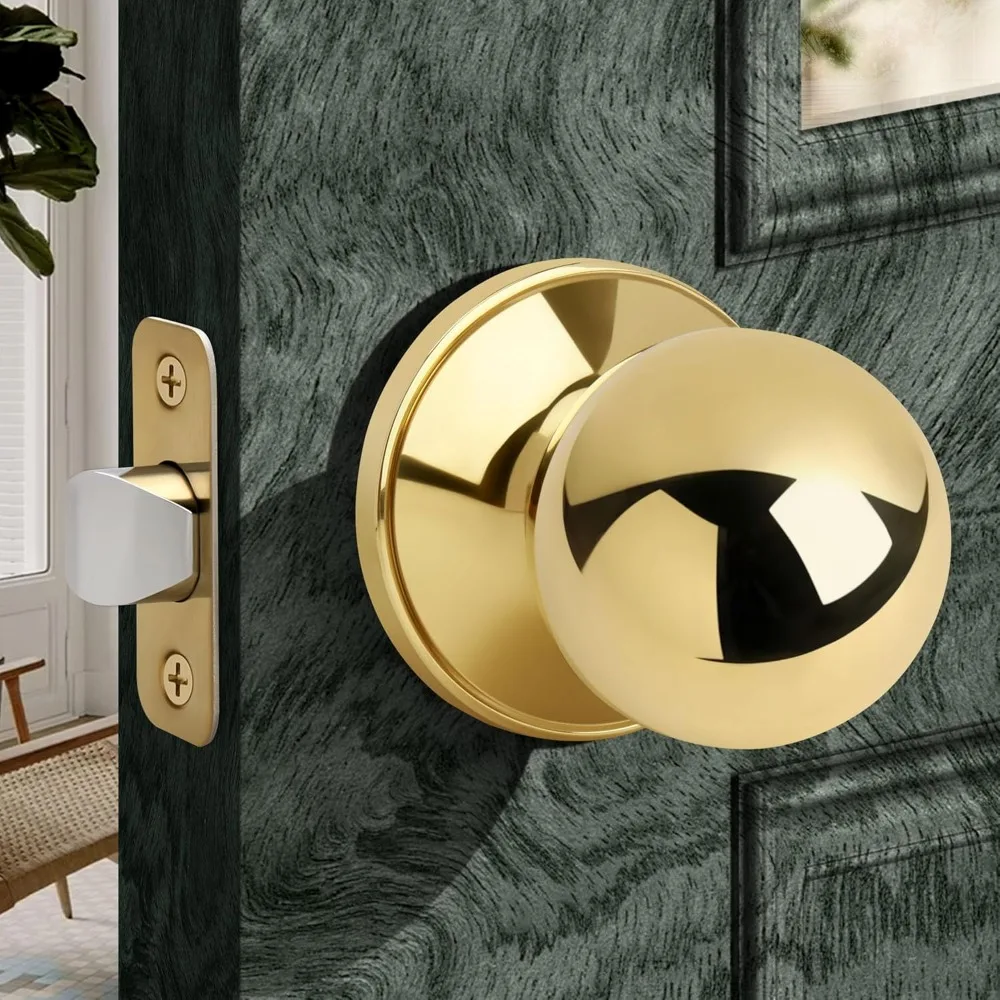 Round Ball Style Passage Door Knob, No Lock Interior Door Knob, Keyless Doorknob for Hall Closet Pantry, Polished Brass Finish
Round Ball Style Passage Door Knob, No Lock Interior Door Knob, Keyless Doorknob for Hall Closet Pantry, Polished Brass Finish