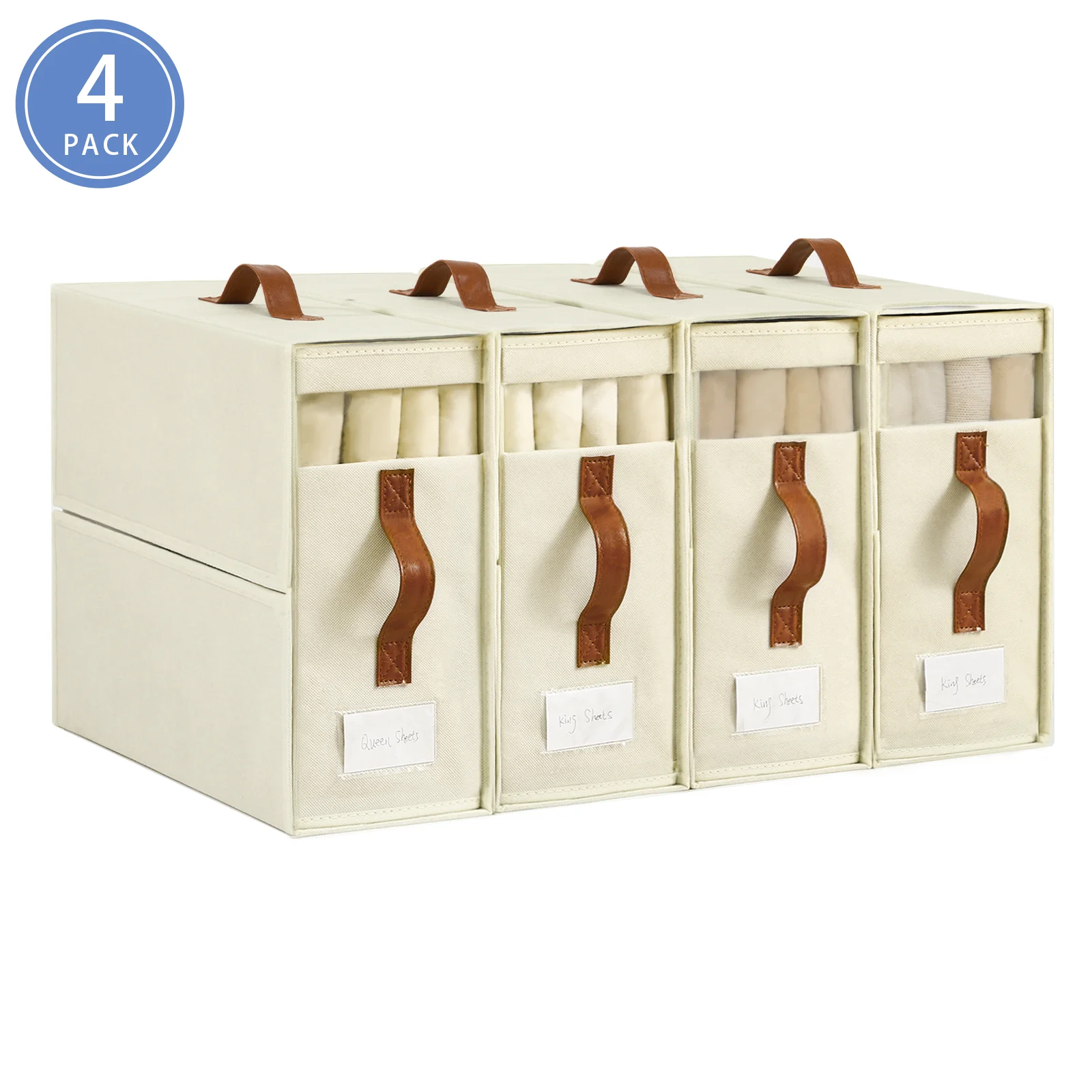 4/8 White Bed Sheet Organizer, Large-capacity Bed Sheet Storage Box with Blank Label and Viewable Window, Foldable and Stackable
4/8 White Bed Sheet Organizer, Large-capacity Bed Sheet Storage Box with Blank Label and Viewable Window, Foldable and Stackable