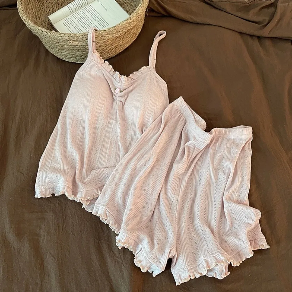 Chest Pad Pajamas Woman Summer Two-Piece Ladies Set Home Wear Sleepwear Cotton Women's Loungewear Sleeveless Pyjama Set Woman
Chest Pad Pajamas Woman Summer Two-Piece Ladies Set Home Wear Sleepwear Cotton Women's Loungewear Sleeveless Pyjama Set Woman