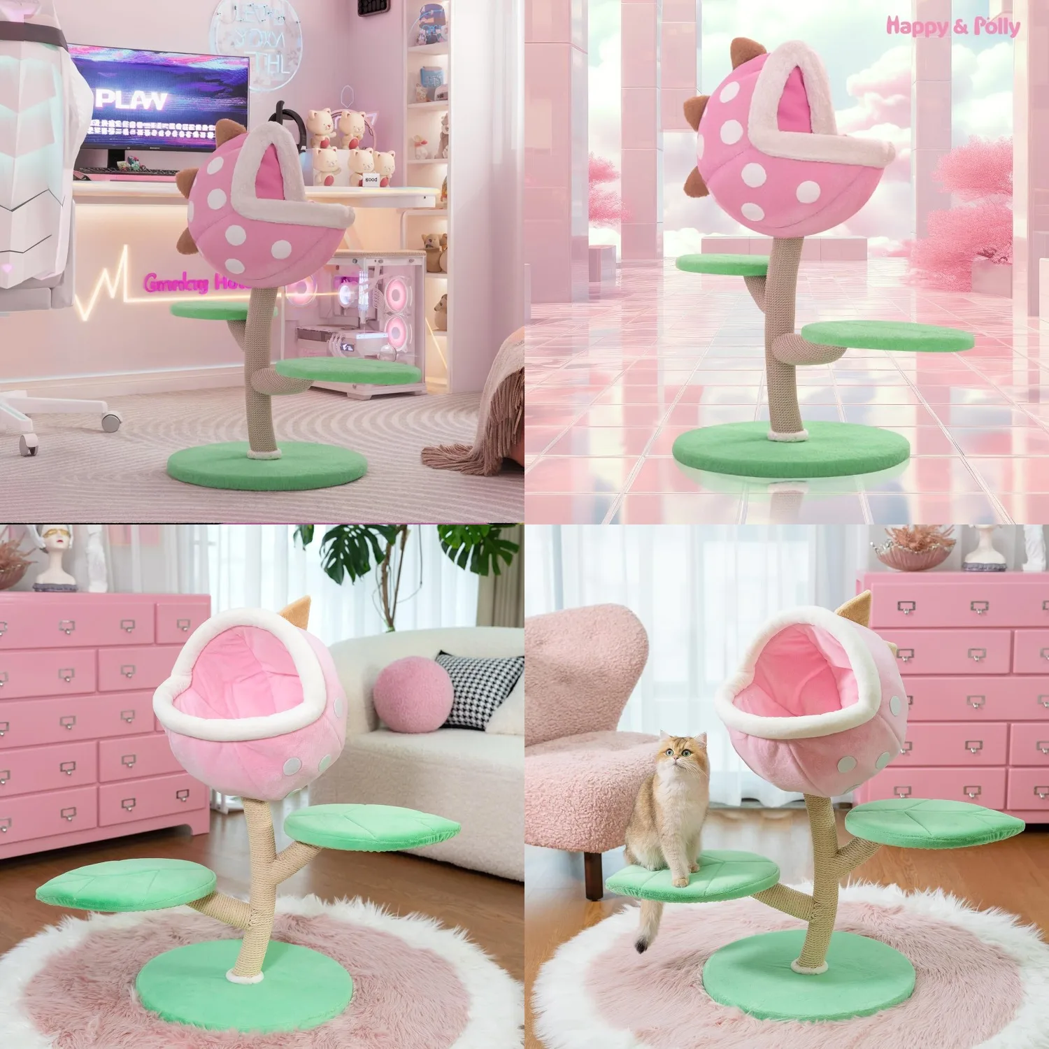 32-inch Flower-Shaped Cat Tree with Sisal Scratching Post, Modern Wood Color, Floor Mount, Indoor Climbing, Customized
32-inch Flower-Shaped Cat Tree with Sisal Scratching Post, Modern Wood Color, Floor Mount, Indoor Climbing, Customized