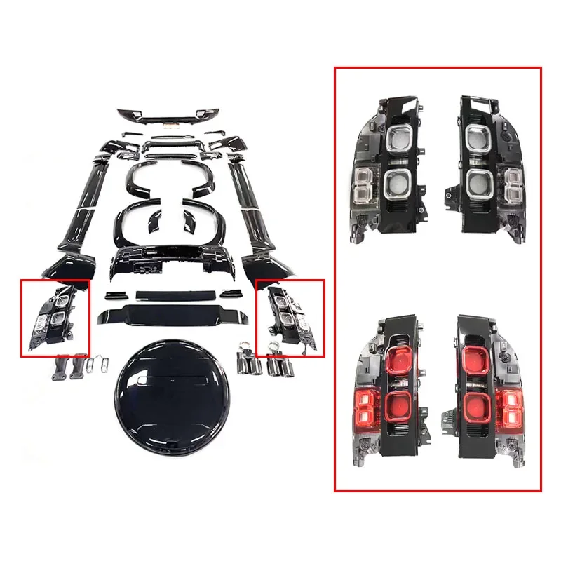 For Defender Upgrade Modification Black Defender Body Kit Front Rear Bumper