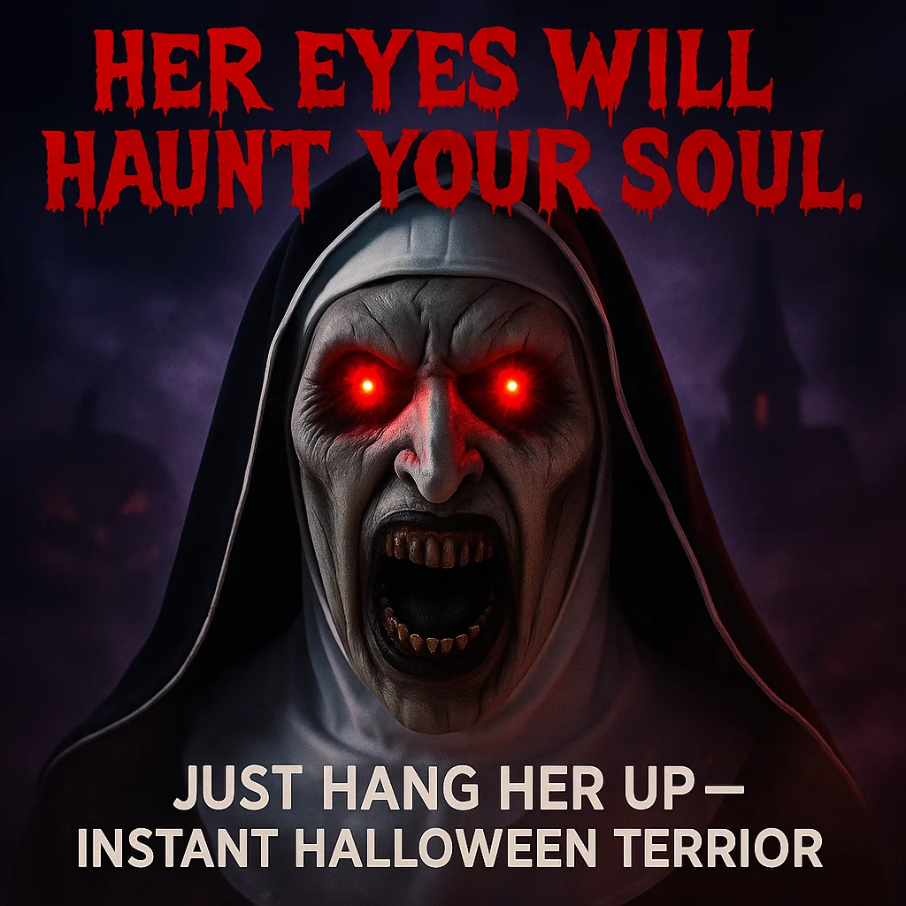 Ужасная маска монахини со светящимися глазами, карнавальный костюм на Хэллоуин, жуткий головной убор страшной монахини, платье для украшения дома с привидениями, вечеринки
Ужасная маска монахини со светящимися глазами, карнавальный костюм на Хэллоуин, жуткий головной убор страшной монахини, платье для украшения дома с привидениями, вечеринки