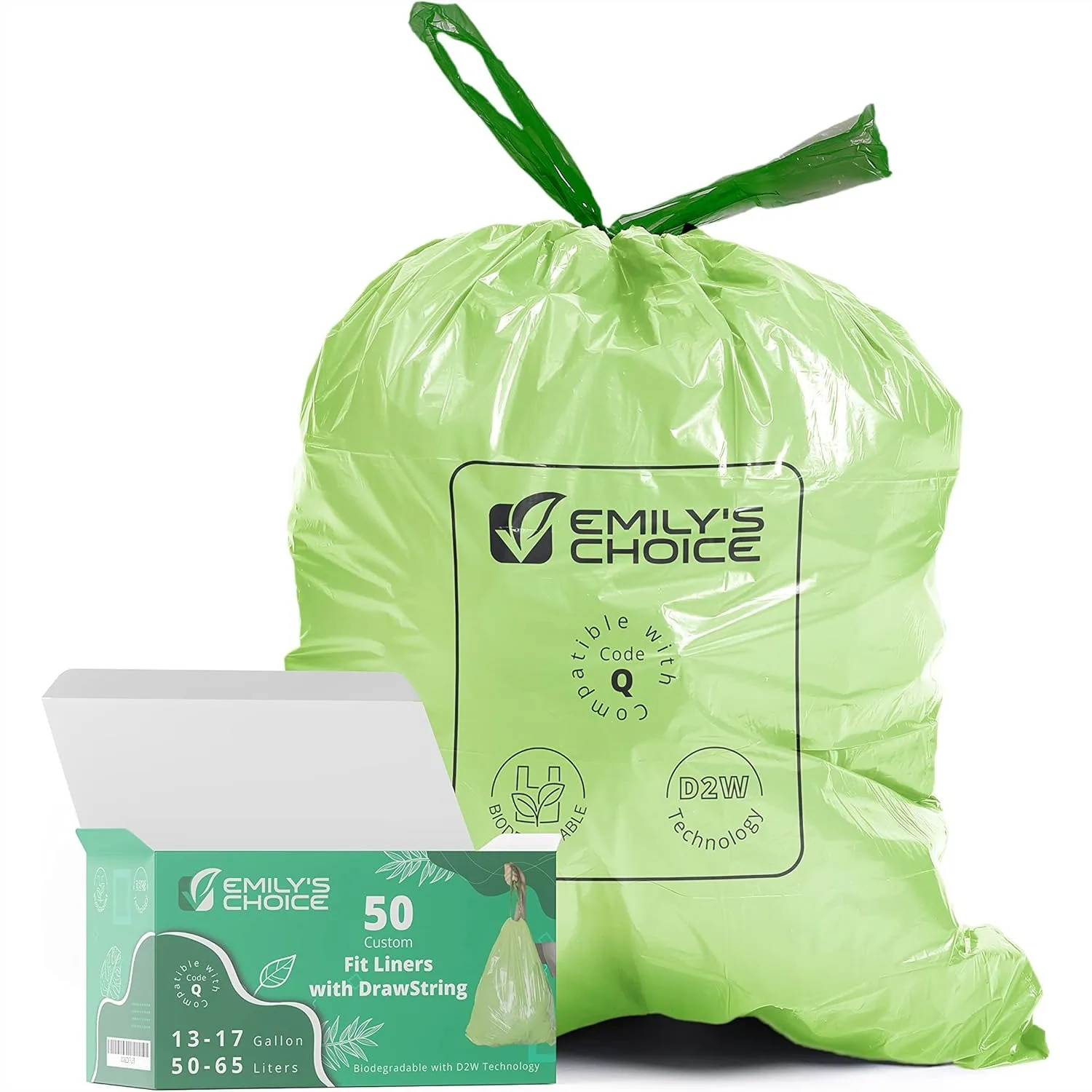 Biodegradable Trash Bags Code Q, Heavy Duty 13-17 Gallon, 50 Count
Biodegradable Trash Bags Code Q, Heavy Duty 13-17 Gallon, 50 Count